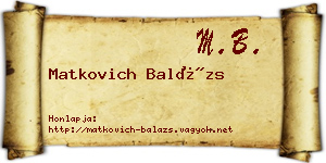 Matkovich Balázs névjegykártya